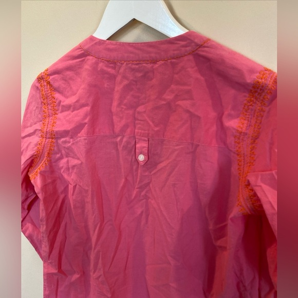 Madison Mathew’s Tunic Pink Embroidered 3/4 Sleeve Womens Small Half Button Down - Picture 7 of 7